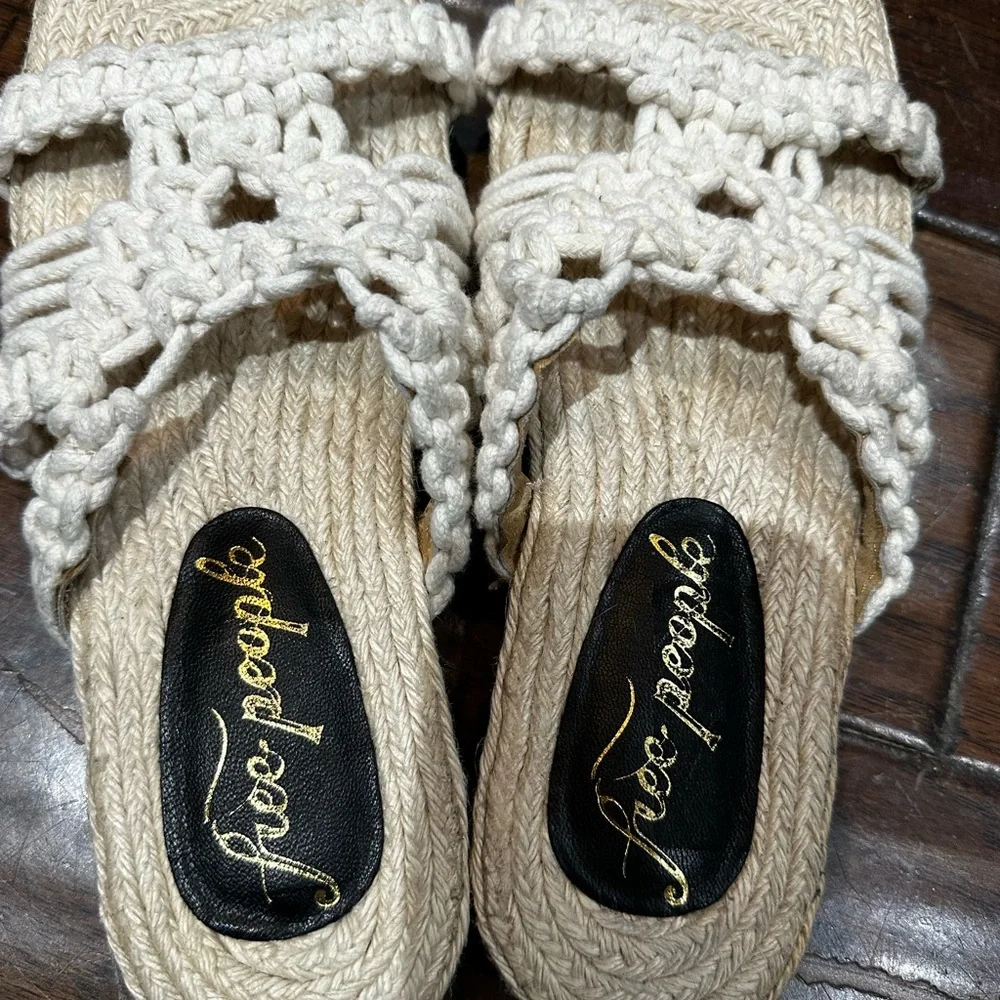 Free‎ People Cream Espadrille Macrame Sandals 6.5 - Picture 3 of 6